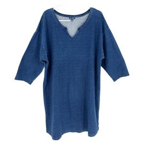 Pure Jill Blue Denim Look Womens XL Stretch Dress Coastal Teacher OOTD Travel